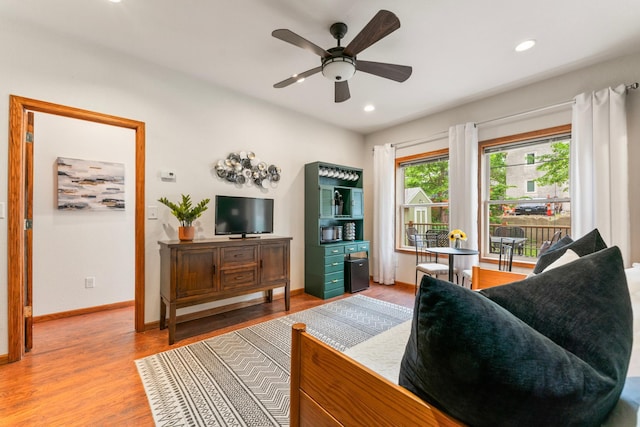 842 2nd St NW, Rochester, MN 55901 - living area with wood finished floors, ceiling fan, baseboards, and recessed lighting