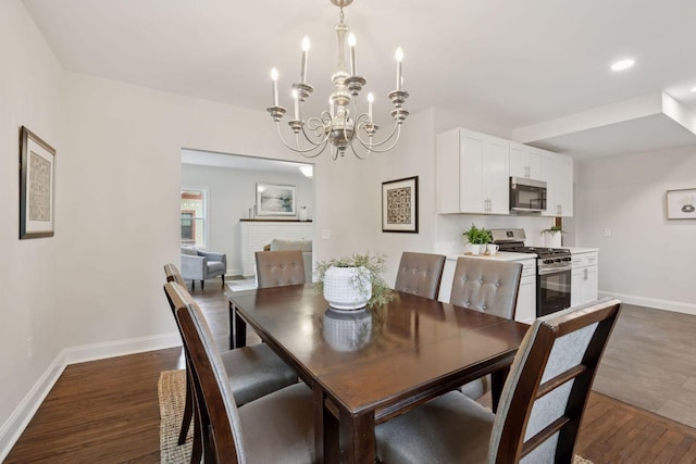 4816 3rd Ave S, Minneapolis, MN 55419 - dining room with a chandelier, baseboards, dark wood-style floors, and recessed lighting