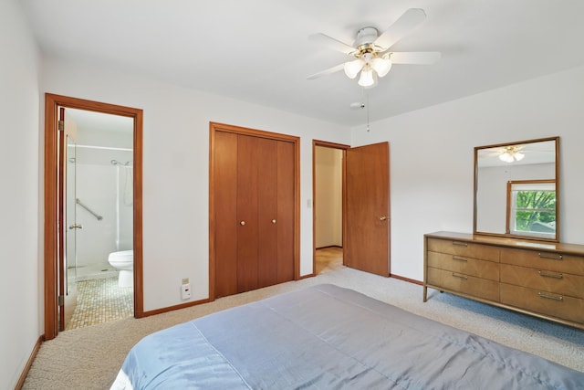 11748 Bittersweet St NW, Coon Rapids, MN 55433 - bedroom with light carpet, baseboards, a closet, and ensuite bath