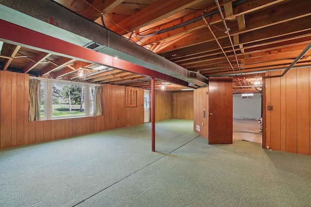 11748 Bittersweet St NW, Coon Rapids, MN 55433 - basement featuring carpet floors and wood walls