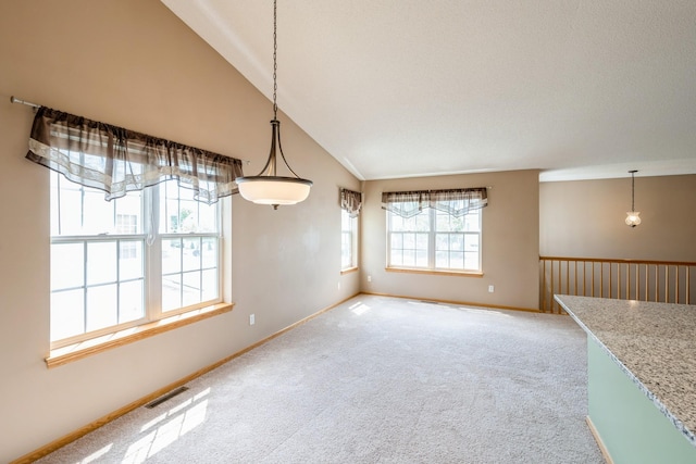 1005 Providence Dr, Shakopee, MN 55379 - unfurnished dining area featuring lofted ceiling, carpet, and baseboards