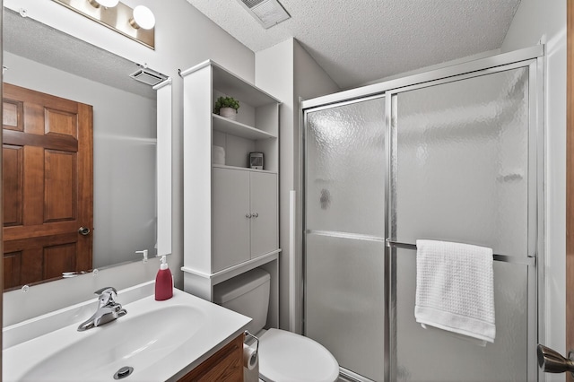5711 Donegal Dr, Shoreview, MN 55126 - full bathroom with vanity, a stall shower, and a textured ceiling
