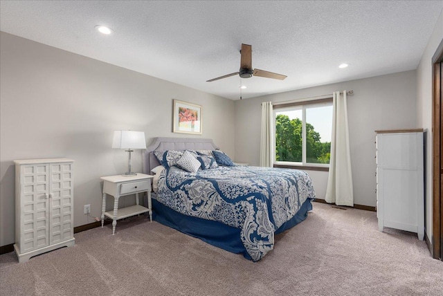 1609 75th Ave, Hammond, WI 54015 - bedroom with carpet, a textured ceiling, ceiling fan, and recessed lighting