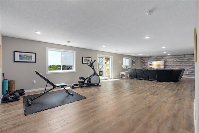 1609 75th Ave, Hammond, WI 54015 - exercise room featuring light wood finished floors, recessed lighting, and a textured ceiling
