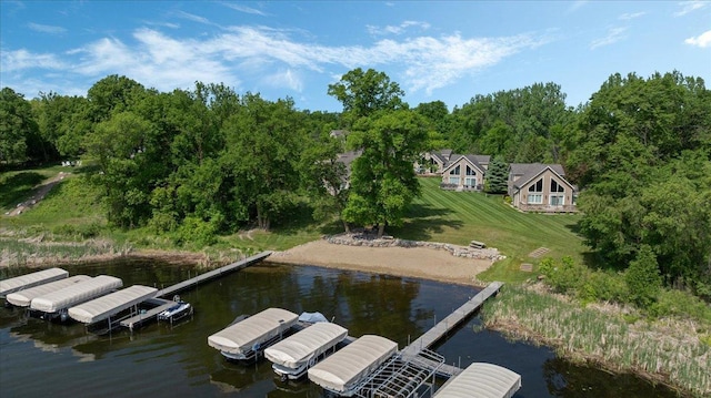4132 Omaha Ln NW, Alexandria, MN 56308 - dock area featuring a water view and a lawn