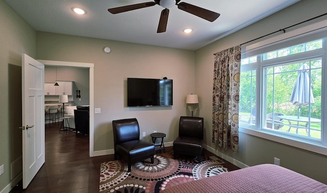 1300 Event Center Dr NE # 23, Bemidji, MN 56601 - bedroom with baseboards, wood finished floors, recessed lighting, and ceiling fan