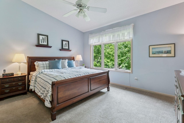 8910 Hilloway Rd, Eden Prairie, MN 55347 - bedroom featuring vaulted ceiling, carpet, and a ceiling fan