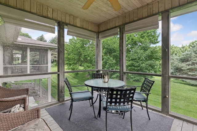 8910 Hilloway Rd, Eden Prairie, MN 55347 - sunroom / solarium featuring outdoor dining space and ceiling fan