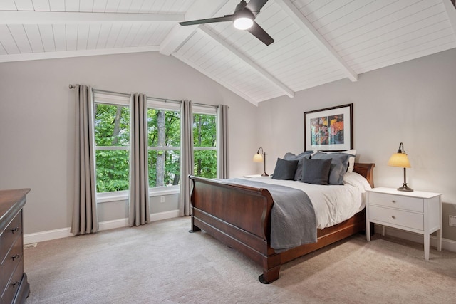 6253 Niagara Ct N, Maple Grove, MN 55311 - bedroom featuring light colored carpet, baseboards, wooden ceiling, and a ceiling fan