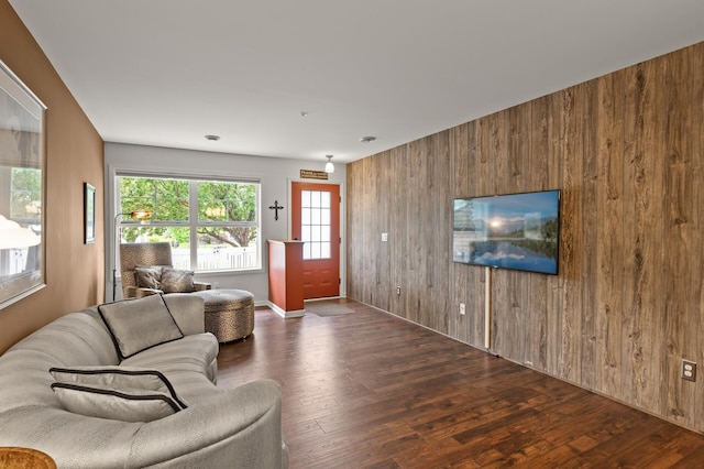 3474 White Pine Way, Stillwater, MN 55082 - living area featuring wooden walls, wood finished floors, and baseboards