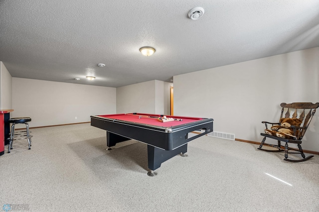 4388 52nd St S, Fargo, ND 58104 - recreation room with billiards, carpet, and a textured ceiling