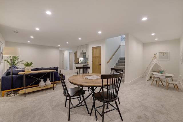 4804 12th Ave S, Minneapolis, MN 55417 - dining area with recessed lighting, light carpet, stairway, and baseboards