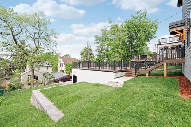4804 12th Ave S, Minneapolis, MN 55417 - view of green lawn with stairway and a deck