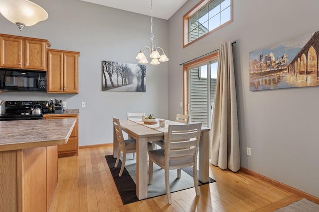 9741 Saint Andrews Dr, Elko New Market, MN 55020 - dining room featuring light wood finished floors, a chandelier, and baseboards