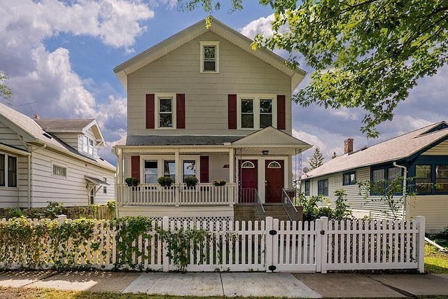 956 Juno Ave, Saint Paul, MN 55102 - view of front facade featuring a porch, a fenced front yard, and a gate