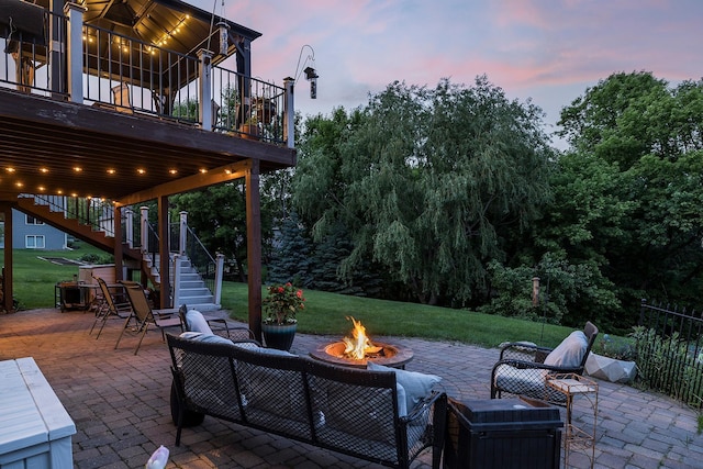 2040 Fountain Ln, Waconia, MN 55387 - view of patio / terrace featuring stairway and a fire pit