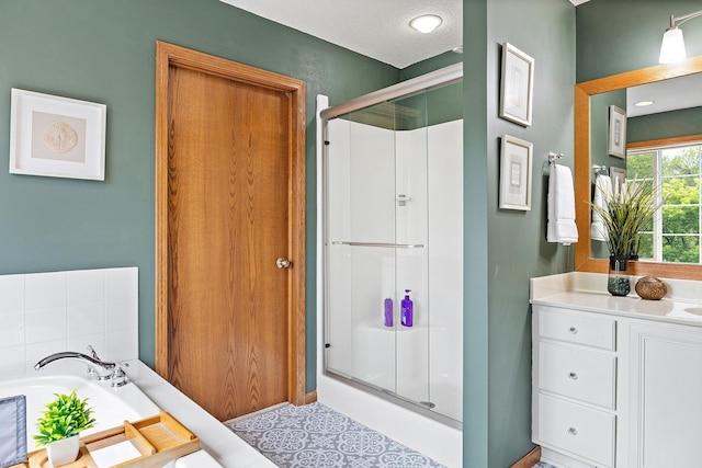 2040 Fountain Ln, Waconia, MN 55387 - full bath with a stall shower, vanity, and a garden tub