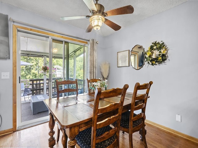 10740 99th Pl N, Maple Grove, MN 55369 - dining area featuring wood finished floors, ceiling fan, and a textured ceiling