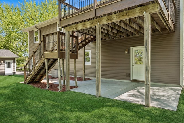8415 Needham Ave NE, Otsego, MN 55330 - view of patio featuring stairway, central AC unit, and a deck