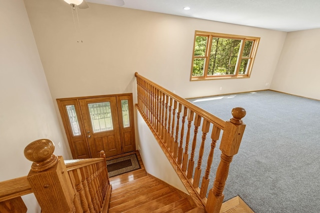 8415 Needham Ave NE, Otsego, MN 55330 - stairway featuring carpet and ceiling fan