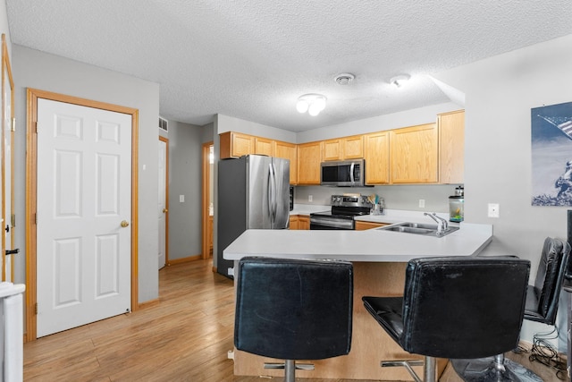 20616 Erin Way Unit 74, Farmington, MN 55024 - kitchen featuring appliances with stainless steel finishes, a sink, a peninsula, and light countertops