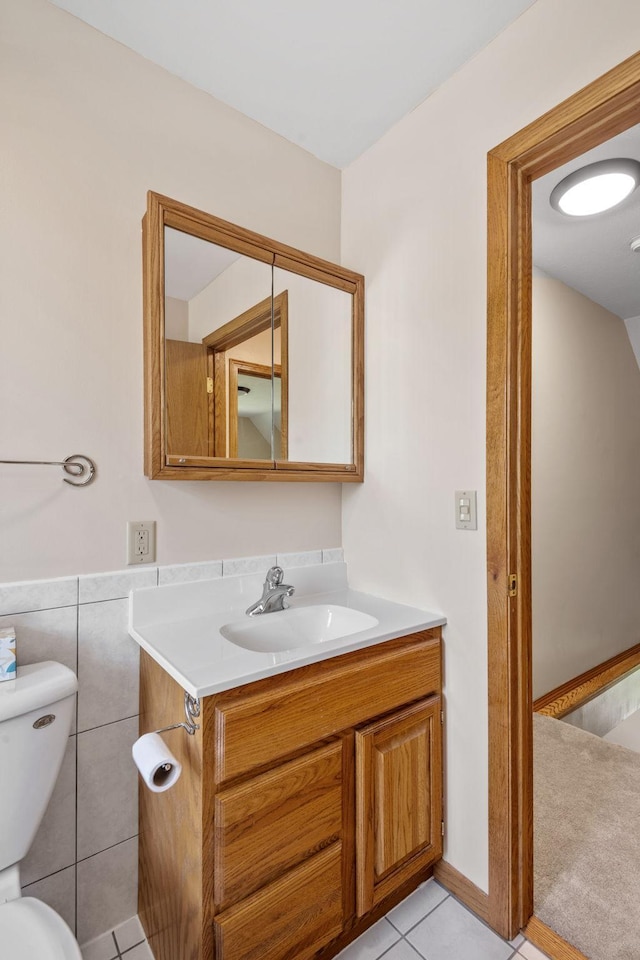 11520 120th St N, Stillwater, MN 55082 - half bathroom with vanity, toilet, and tile patterned floors