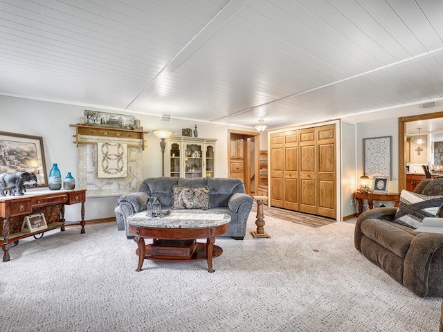 1144 Waldon Pl, Arden Hills, MN 55112 - carpeted living area featuring baseboards and crown molding