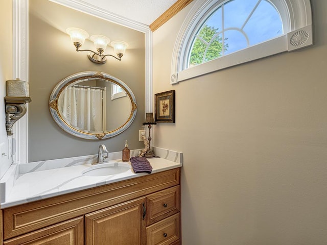 1144 Waldon Pl, Arden Hills, MN 55112 - bathroom featuring vanity and ornamental molding