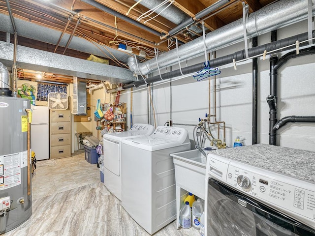 1144 Waldon Pl, Arden Hills, MN 55112 - laundry room featuring gas water heater and washer and dryer