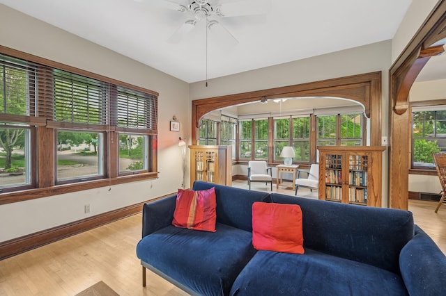 1441 Simpson St, Saint Paul, MN 55108 - living area featuring wood finished floors and ceiling fan