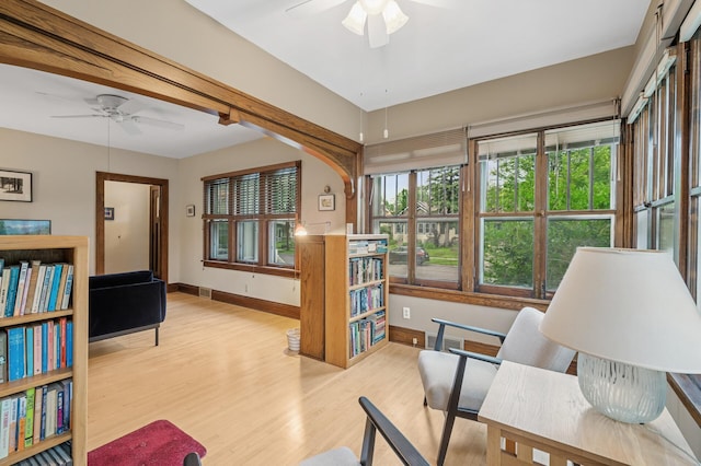 1441 Simpson St, Saint Paul, MN 55108 - sitting room featuring ceiling fan and wood finished floors