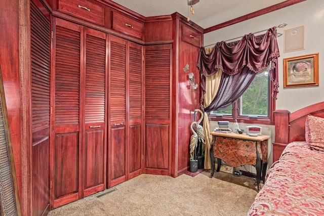 4480 253rd Ave NW, Isanti, MN 55040 - bedroom with light carpet, ornamental molding, and a closet