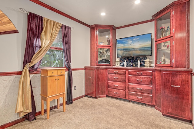 4480 253rd Ave NW, Isanti, MN 55040 - bedroom featuring light carpet, ornamental molding, and recessed lighting