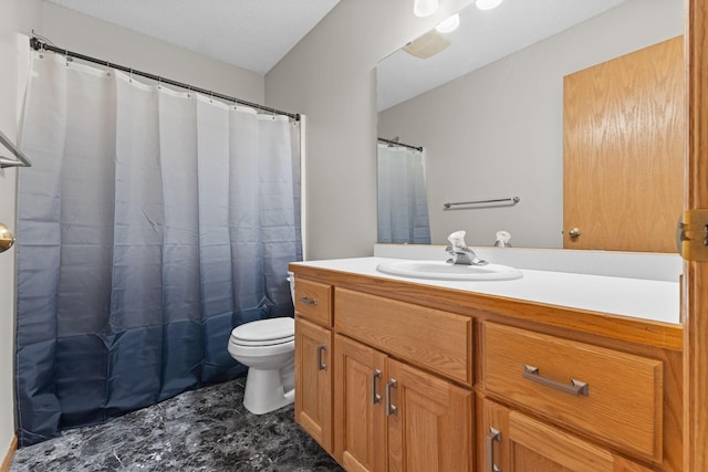 18358 Jenkins St NE, East Bethel, MN 55011 - bathroom with toilet, vanity, and a shower with curtain