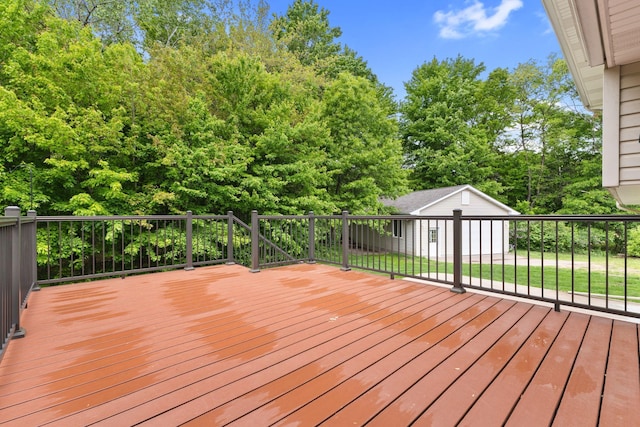 18358 Jenkins St NE, East Bethel, MN 55011 - wooden terrace featuring an outdoor structure