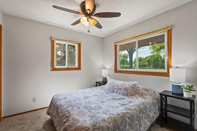 8170 113th St S, Cottage Grove, MN 55016 - carpeted bedroom with baseboards, ceiling fan, and a textured ceiling
