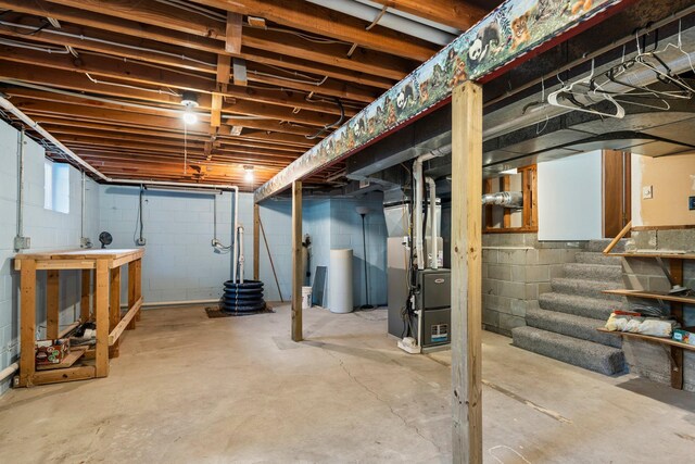 8170 113th St S, Cottage Grove, MN 55016 - basement with heating unit and stairway