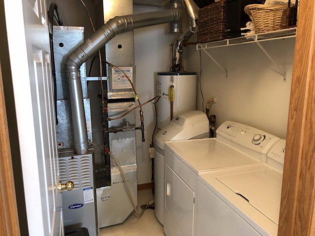 1059 Providence Dr, Shakopee, MN 55379 - laundry room with independent washer and dryer, water heater, and heating unit