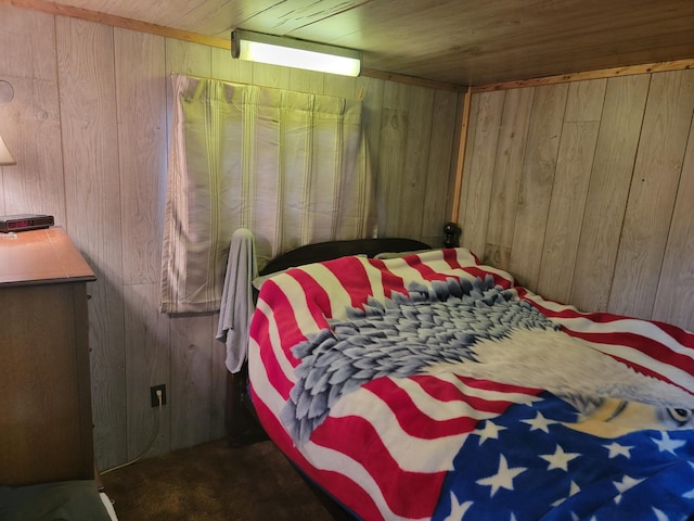 32360 215th Ln Lot A1, Isle, MN 56342 - bedroom with wood walls, wood ceiling, and carpet