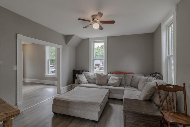 202 Adams St, Arlington, MN 55307 - living area featuring healthy amount of natural light, wood finished floors, and ceiling fan