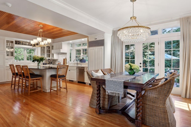 14 Forest Dale Rd, Minneapolis, MN 55410 - dining space with a chandelier, healthy amount of natural light, light wood-style floors, and ornamental molding