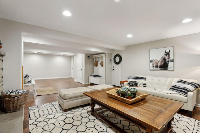 14 Forest Dale Rd, Minneapolis, MN 55410 - living room featuring light wood-type flooring, recessed lighting, and baseboards
