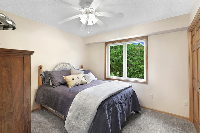 843 Northdale Blvd NW, Coon Rapids, MN 55448 - bedroom with carpet floors, baseboards, a ceiling fan, and a textured ceiling