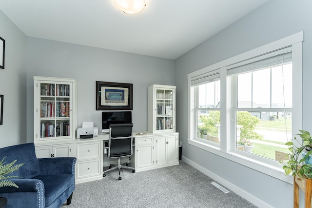 927 Southwell Enclave NE, Byron, MN 55920 - office area with light carpet, baseboards, and built in desk