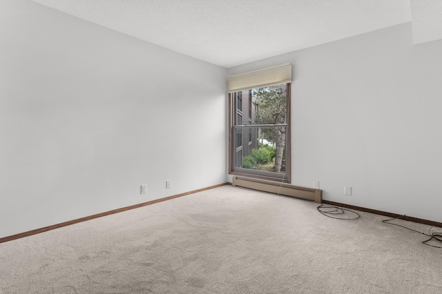 9700 Portland Ave S Unit 237, Bloomington, MN 55420 - empty room featuring a baseboard heating unit, carpet, baseboards, and a textured ceiling