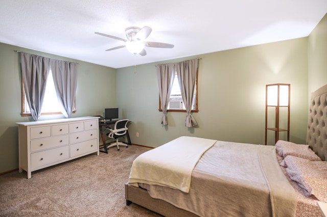 208 Concord St, West Concord, MN 55985 - bedroom featuring light carpet, ceiling fan, cooling unit, and an office area