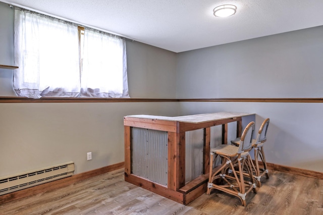 208 Concord St, West Concord, MN 55985 - bar area with a baseboard heating unit, wood finished floors, and baseboards