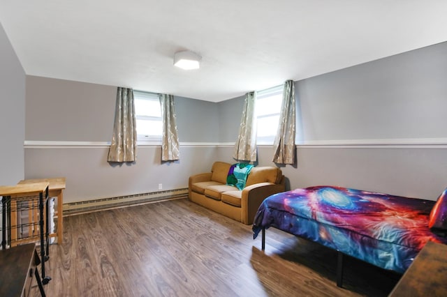208 Concord St, West Concord, MN 55985 - bedroom featuring a baseboard heating unit and wood finished floors