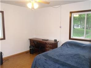 1356 Arden View Dr, Arden Hills, MN 55112 - bedroom featuring baseboards, wood finished floors, and a ceiling fan