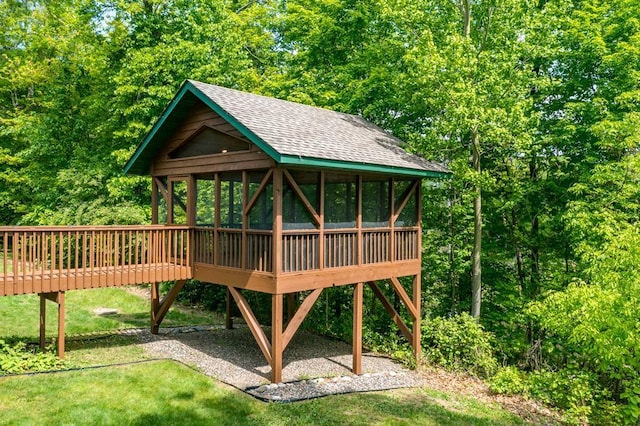 19260 Lakewood Dr, Deerwood Twp, MN 56444 - view of property's community with a deck and a lawn